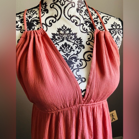 PPLA pleated pink open tie back maxi dress - Picture 6 of 10